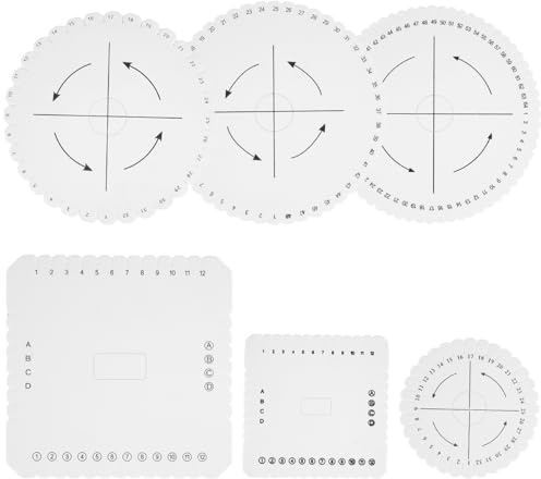 6 Stück Perlenschnur Scheiben Kumihimo Flechtscheibe, Schaum Knüpfstern | Kumihimo Flechtscheibe Runde und Quadratische für die Herstellung Von Armbändern, Halsketten, Handyanhängern, Hundeleinen