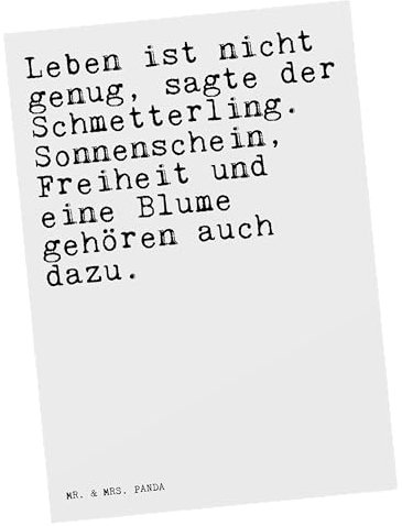 Mr. & Mrs. Panda Postkarte Leben ist nicht genug,... - Geschenk, Weisheit, Andersen, lustige Sprüche, Weisheiten, Geburtstagskarte, Ansichtskarten,