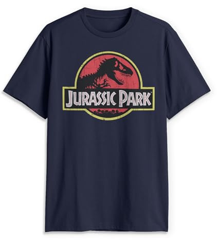 Jurassic Park Herren Klassisches Film-Logo T-Shirt, Navy, XXL