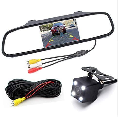GOFORJUMP HD Video Parking Monitor LED Nachtsicht Glaslinse CCD Auto Rückfahrkamera Mit 4,3 Zoll Auto Innenspiegel Monitor