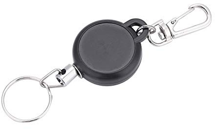 Tbest Llavero Retráctil Llavero Antirrobo Carrete Retráctil,2Pcs Mosquetón Llavero Cadena Retractil Llavero Resistente de Tenedor de Insignia con 23.6 Pulgadas de Cuerda de Alambre de Acero