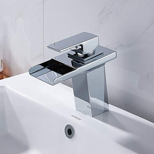 Badarmatur Mischbatterie Waschtisch Luxus LED Einhebelmischer Messing Farbe: Chrom