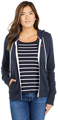 Tommy Hilfiger Damen Casual French Terry Zip-up Hoodie – Classic Sweatshirt for Women with Drawstrings and Hood Kapuzenpullover, Kapitän des Himmels (Sky Captain), XS