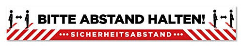 Distanzierungs-Bodenaufkleber - Corona-Virus/COVID-19-Sicherheitshinweis für Kassen, Wartebereiche etc. - „Bitte Abstand halten!“-Hinweisschild, Vinyl-Aufkleber - 70 x 10 cm (2 Stück)