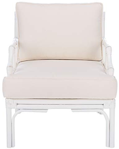 Safavieh Home Kazumi Coastal White Rattan Cushion Accent Chair (ACH6508A)
