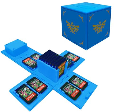Games Storage Case for Nintendo Switch - Video Game Card Holder Protective Storage System Game Card Organizer Travel Container Box Hard Shell with 16 Game Card Slots (Blue)