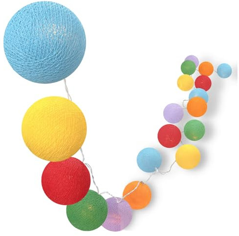 CREATIVECOTTON LED Lichterkette mit Cotton Balls inkl. Timer und Dimmer (Fiesta, 20 Kugeln)