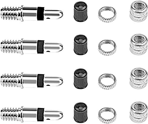 Voarge 16-Teile Fahrrad-Ventil Dunlop Blitzventil komplett-Set, Adapter Fahrradventil + Muttern + Ventilkappen Ventilkern Reifenventilkern für Standard Normal-Ventil Ersatz Reifen-Ventile