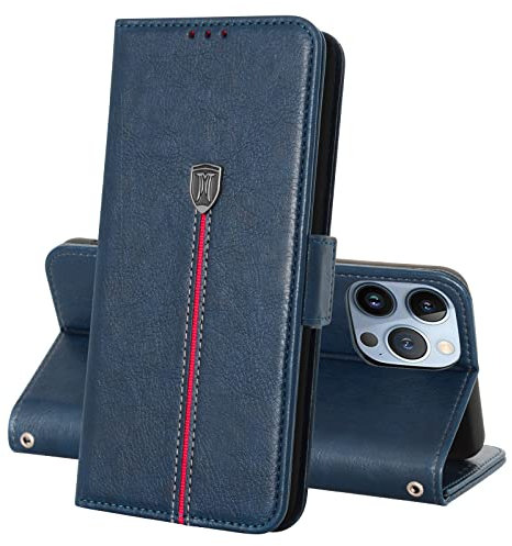 Case for iPhone 13 Pro Max, Wallet Leather Phone Case with Card Slots, PU Flip Book Mobile Cover with Kickstand, Full Protection Shockproof Case with Magnetic Closure fit for iPhone 13 Pro Max Blue