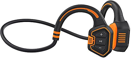 LG&S Auricolare conduzione ossea Bluetooth 5.0 per Nuotare IP68 Auricolare Sportivo Wireless Auricolare Impermeabile, Memoria Integrata 16G per Jogging in Esecuzione Guidare Bicicletta,Arancia