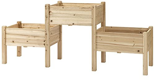 Outsunny Jardinière sur Pieds carré Potager 2 étages dim. 184L x 45l x 80H cm Inserts d'irrigation Bois Sapin pré-huilé