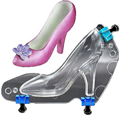 TUKE Moules à chocolat 3D en polycarbonate avec clips - Moule à chaussures à talons hauts - Moule à bonbons - Décoration de gâteau - Desserts - Outil de pâtisserie - L : 19,8 x 17,3 x 7,3 cm