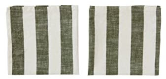 OYOY - Servietten, Stoffservietten - Striped - Baumwolle - Farbe: Olive - 45 x 45 cm - 2er Set