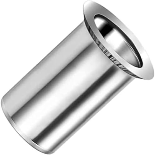 M8 Dadi per rivetti ciechi, inserto filettato aperto a testa svasata a corpo tondo, dado da 8mm, dado rivettato in acciaio zincato, rivetto per acciaio, lega, rame, plastica e composito (50 pz.)