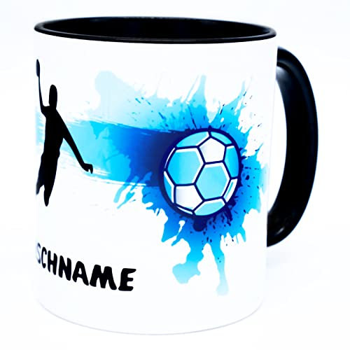 Handball Tasse mit Namen Becher personalisiert Handballer Geschenk Kaffeetasse Zubehör Geburtstag Accessories Ausrüstung Handballerin Deko Equipment Sachen Geschenkideen Trainer Artikel Mann Frau Kind