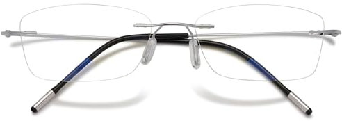 VEVESMUNDO Randlos Titan Lesebrille Anti Blaulicht Ultraleicht Metall Blaulichtfilter Sehhilfe Lesehilfe Brillen Ohne Rahmen für Herren Damen (1 Stück Silber, 2.5)