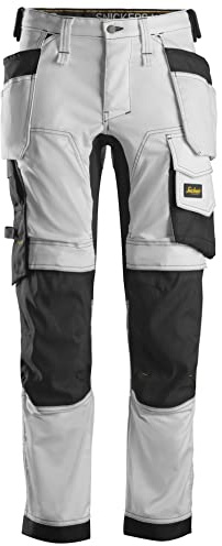 Snickers 6241 AllroundWork, Stretch Trousers with Holster Pockets - White/Black - 39W 30L