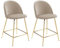 Vente-unique - Lot de 2 tabourets de Bar en Velours et Acier Inoxydable doré - Beige - Melbourne