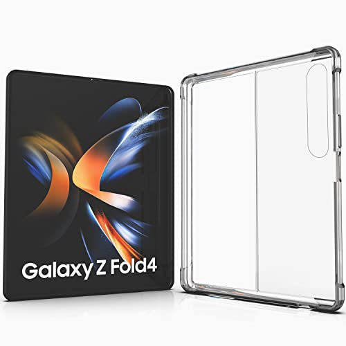 N NEWTOP Cover Compatibile con Samsung Galaxy Z Fold 4, Posteriore Semi Rigida TPU Hard Clear Anti-Shock Custodia Guscio Case Retro Protettiva Semirigida Trasparente Angoli Rinforzati