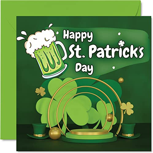 Stuff4 St. Patricks Day Karte, Happy St. Patrick's Day | Irische Karten mit Kleeblatt für Mutter, Vater, Tante, Onkel, Freund, Oma, Großvater, Bruder, Schwester