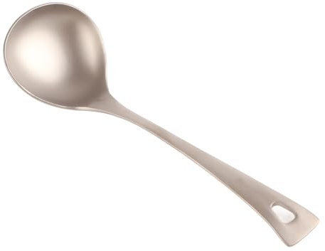 OUKENS Cuillère à Soupe, Traitement De Sablage Au Titane De 7,9 Pouces Cuillère à Long Manche avec Grand Bol Cuillère à Soupe Portable CuillèRe à DîNer pour Le Camping en Sac à Dos