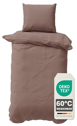 Devior Bettwäsche Set Mikrofaser 135x200 cm, Nougat – 2-teilige Uni Bettwäsche mit Kissenbezug 80x80 cm, Reißverschluss, Bettbezug, Oeko-Tex Zertifiziert, Allergiker geeignet, Atmungsaktiv