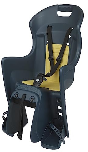 DIEFFE 8630500035 - Siège Arrière Bikey Cool Elm pour Vélo avec Roues de 26'' à 29'' Convient aux Enfants de 9 à 22 Kg avec ancrage Facile sur Le Porte-Bagages en Couleur Bleu Denin/Jaune