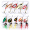 EXAURAFELIS Angelköder Spinnerbait mit gefiederten Drillingshaken, Hahnschwanz, Köder für Barsch, Forelle, Lachs, Hartmetall, Spinnköder mit Angelbox (10 Stück Spinnerbait mit gefiederten Drillingen)