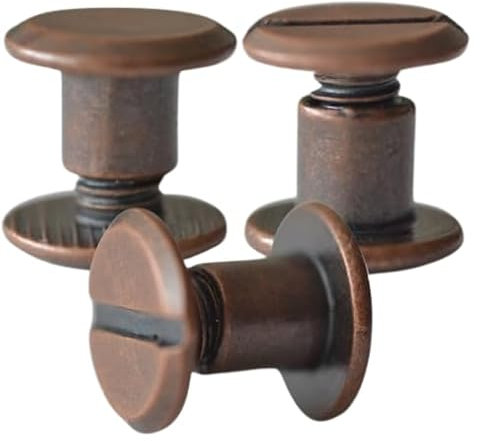 Q-tools® Buchschrauben 5mm Schraubnieten | rote Bronze antik | 20 Stück | Chicago Schrauben/Gürtelschrauben/Ziernieten