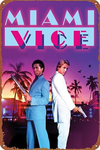 Miami Vice Poster Vintage Blechschild für Bar, Café, Büro, Zuhause, Wanddekoration, Geschenk, 30,5 x 20,3 cm
