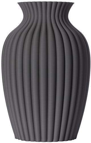 3D Vase Blumenvase Dekovase Brikenda 21cm für Schnitt-/ Trockenblumen | nachhaltig | wasserdicht (Dunkelgrau)
