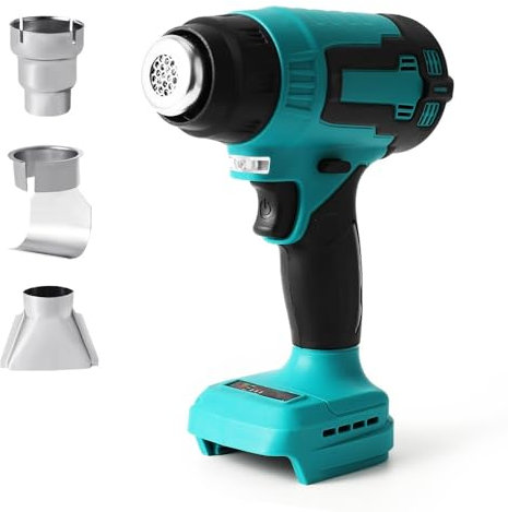 Kabelloser Heißluftgebläse Elektrische Heißluftpistole für Makita Akku 18V (nicht im Lieferumfang enthalten), 500W Tragbare kabellose Heißluftpistole mit 3 Düsen, Industrie-Haushaltsfön