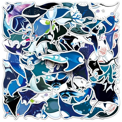 50Stück Teufelsfisch Aufkleber für Kühlschrank,Fahrrad,Motorrad,Phone Skateboard,Laptop,Auto,Stoßstange,niedliche Cartoon Ozean Vinyl Aufkleber,Erwachsene Kinder Geschenk,Fisch Wasserdicht Sticker