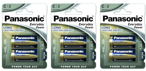 PANASONIC Everyday Power LR14 / C Alkaline Batteries - 1.5 V - Pack of 3 Blister Packs of 2