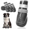 Hundeschuhe mit atmungsaktivem Netz, Anti-Rutsch Hundestiefel mit reflektierenden Riemen, verschleißfeste Gummisohle Hundeschuhe Pfotenschutz fürkleine, mittlere und große Hunde 4 Stück(S, Schwarz)