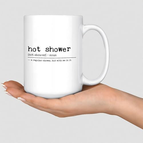Funny Mug Hot Shower Noun Definition Accent Mugs Definition Printer Font Boho Ceramic Mugs Mock Up Gifts for Mom Him Instructor Parents 15oz White