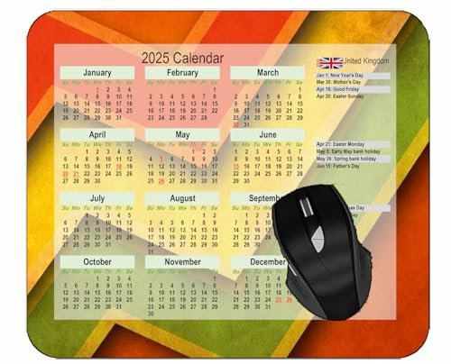 YENDOSTEEN 2025 Calendar Mouse Pad with Holidays,Grunge Color Light Beauty Style Form Design Desktop Notebook Mouse Mat for Working and Gaming #360