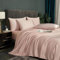 Luofanfei Housse de Couette Bambou 140x200 Rose Ado 1 Personne Lyocell Parure Linge de lit Uni Soie Lisse Soyeux Brillant Modern Ensemble Literie avec Fermeture éclair et 1x 65x65cm Taie d'oreiller