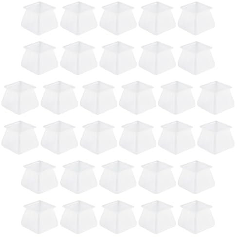 Oiiwowi 32Pcs Furniture Silicon Protection Cover - Square Silicone Chair Leg Floor Protectors - Chair Leg Caps Furniture Table Feet Cover - Prevents Scratches and Noise