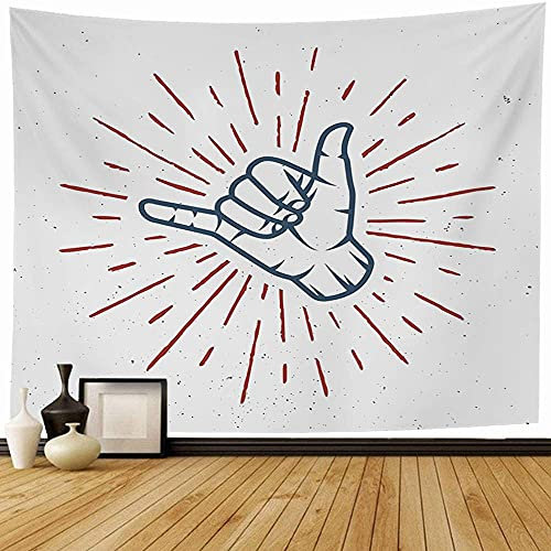 Tenture Murale Vintage Surfer Surfing Shaka Hand Retro Point Sunburst Signs Symbols Summer Objects Fun Tenture Murales Vintage Murale Décoration Coloré Esthétique Tenture Pour Salon 130x152cm
