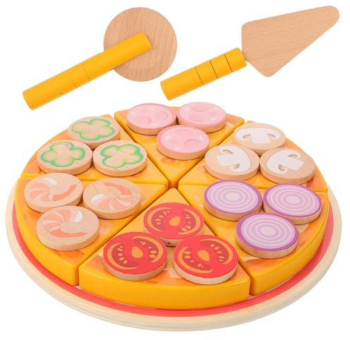ifundom 0.8kg Holzspielzeug Pizza Kleinkinder Motorikförderndes Spielzeug Mit Realistischem Schneideffekt Für Rollenspiel Und Küchenabenteuer