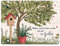 Wenn mich einer sucht ich bin im Garten Metallschild in 15x20 cm Baum mit Blüten im Garten Metallschild in 15x20 cm grüne Blätter rote Vogelhäuschen rotes Dach Topfpflanze