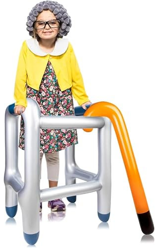 Rollator Aufblasbar. Oma Kostüm Mit Gehstock Für Lustige Kostüme Und Rentnergeschenke Perfekt Für Scherzartikel Erwachsene Und Kinder Oma Opa Verkleidung Für Feiern.