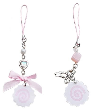 JOERBABU Japanischer Handy-Charm, Fischkuchen, Herz-Perlen, Taschenanhänger, Schlüsselanhänger für Kamera-Handys und Schlüssel