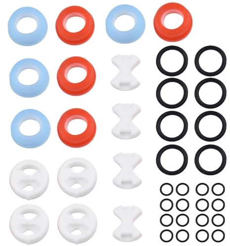 Lot de 48 rondelles de robinet pour robinets mitigeurs, joints toriques pour robinets mélangeurs, rondelles de robinet pour mitigeur avec disques en céramique 1/2 tour en silicone pour réparation de