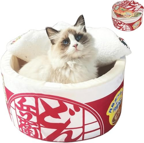 ZHUIYIWIN Katzenhöhle, Katzenbetten, Kuschelhöhle für Kätzchen, Bequemer Schlafplatz für Katzen Welpen, Plüsch Haus Indoor (Rot, L)