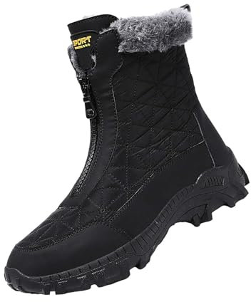 QINQNC Black Knee High Boots Women Navy Boots Men's Snow Boots Men's High Top Snow Boots Fashion Casual Trainers Breathable Flat Casual Shoes Winter Padded Warm Western Ankle Boots for (Black, 40)