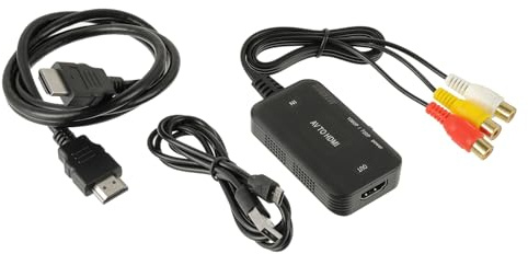 HUAREW RCA to HDMI Converter AV to HDMI Adapter 1080P Cable Conversion Signal Adapter Supports PAL/NTSC Suitable for N64 SNES PS1 PS2 PS3 Xbox VHS VCR DVD Player