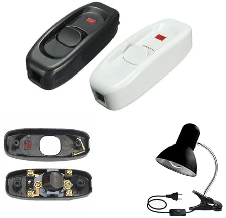 Inline Cord Switch, ON/OFF Low Profile In-Line Switch for Desk Lamp/Light/Bulb/Small Appliance, Accepts Round or Flat Wire