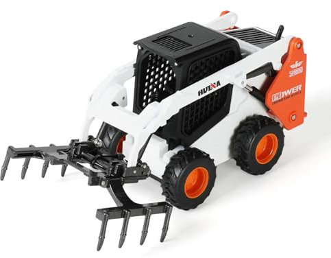 SHINESIGNAL Engin à Grappin Blanc Professionnel Entièrement Fonctionnel, Chariot élévateur en Alliage, Jouet de Construction, Véhicule D'ingénierie pour Enfants